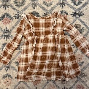 Brown Plaid girls gingerbread dress